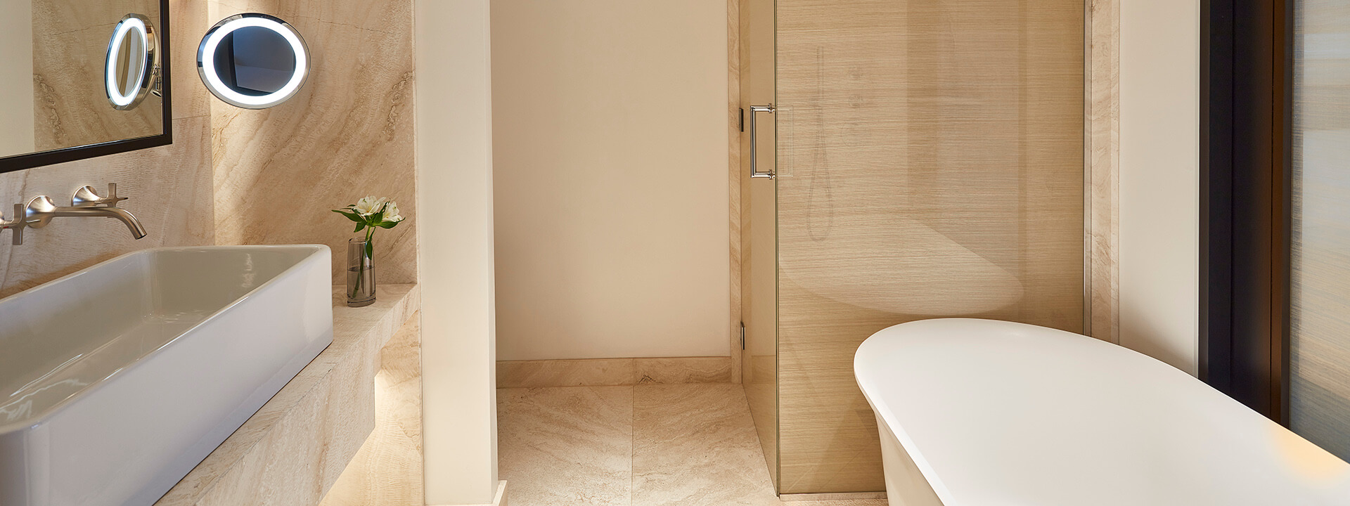 The Berkeley Room bathroom with a bathtub, shower and sink